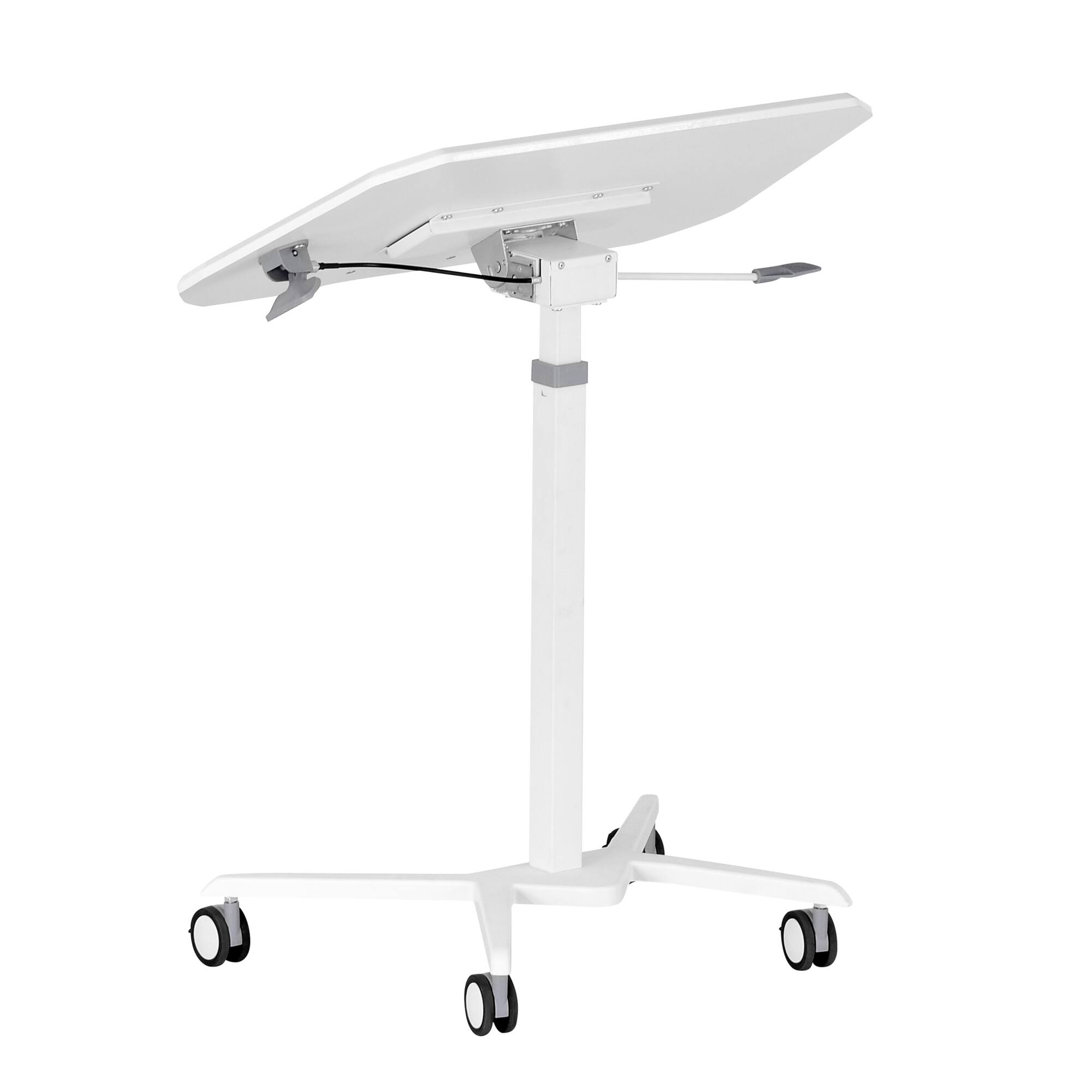 Alt View 7. GOODSILO - Adjustable Height Mobile Laptop Stand with Tiltable Tabletop for Sit-to-Stand Workstation - White.