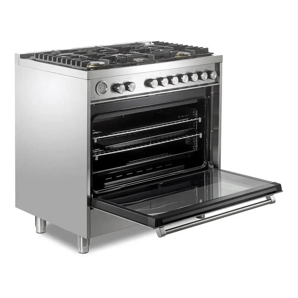 Alt View 4. Verona - Verona Ultima 36" Gas Range with 5 Sealed Burners in Stainless Steel - Stainless Steel.