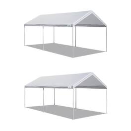 Caravan Canopy - Domain 10 x 20 Foot Straight Leg Instant Canopy Tent Set (2 Pack) - White