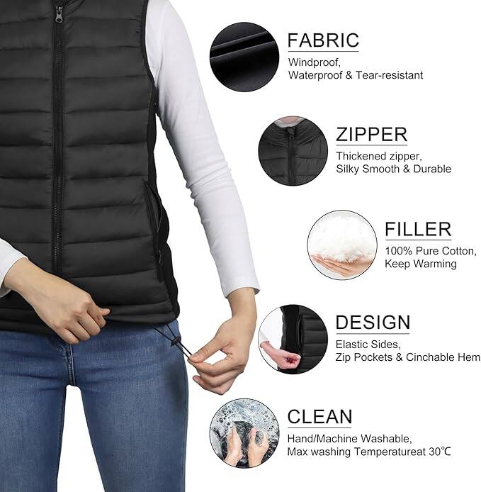 Equipd Heated Vest for Women, Lightweight Electric Vest with Large ...