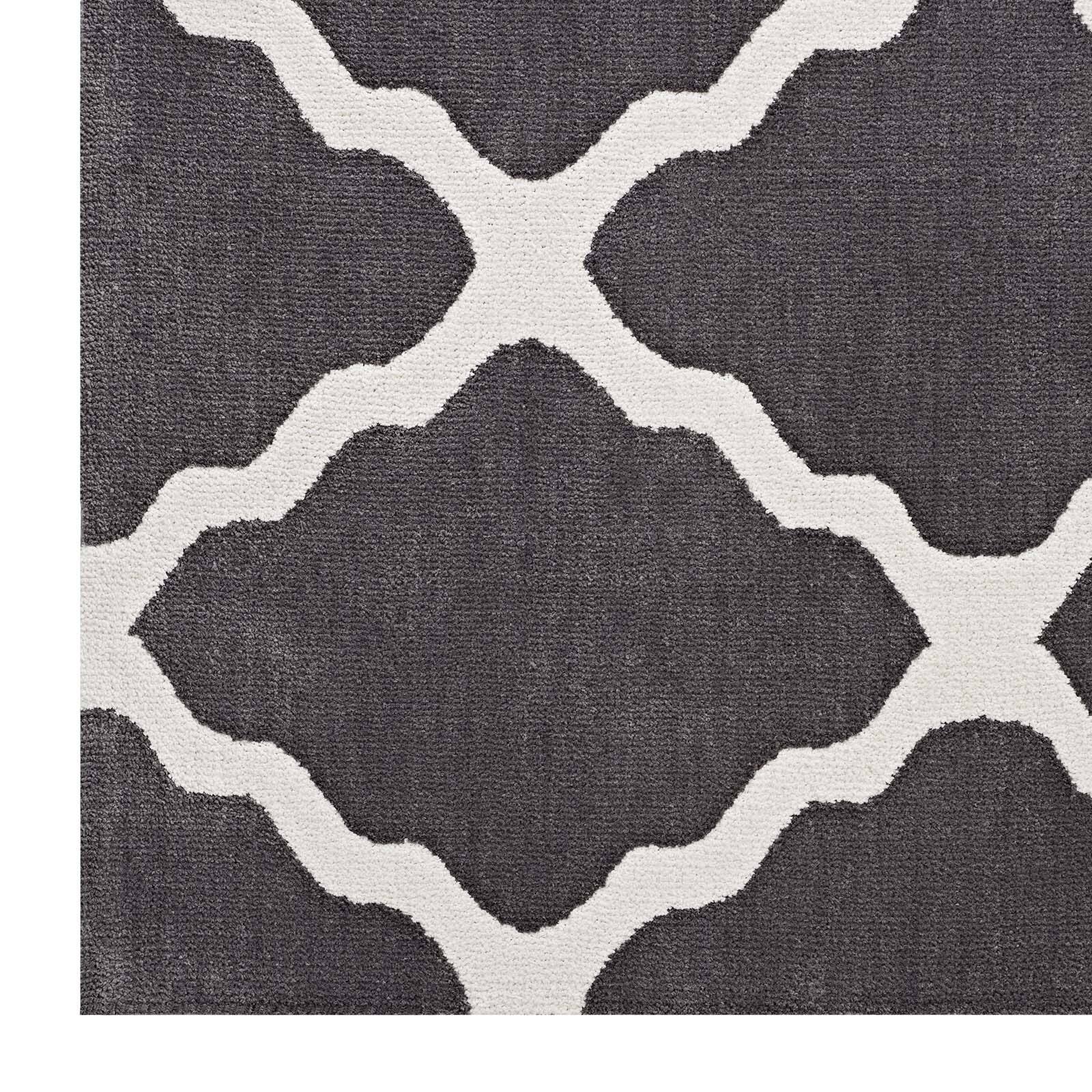 Alt View 1. Modway - Marja Moroccan Trellis Area Rug - Charcoal and Ivory.