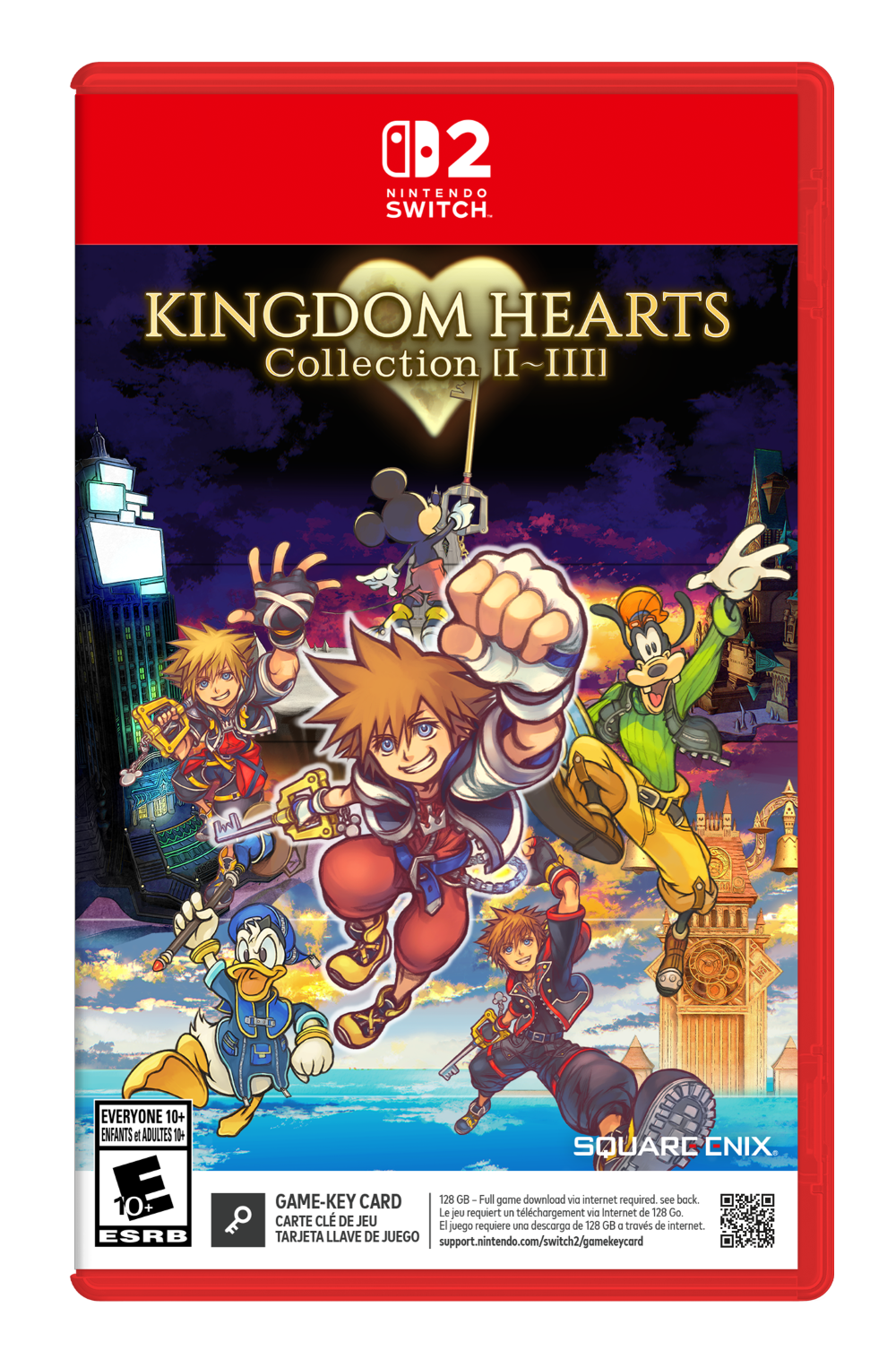 D2 NINTENDO SWITCH KINGDOM HEARTS Collection [II~III] Il EVERYONE 10+ ENFANTS et ADULTES 10+ SQUARE ENIX. E 10 ? CARTE GAME-KEY CLÉ DE JEU CARD El Le 128 juego jeu GB-Full GB requiert requiere gome un una téléchargement download descarga via de internet 128 via internet GB a required trovs de 128 de see internet. Go back. ESRB TARJETA LLAVE DE JUEGO support.nintendo.com/switch2/gamekeycard - E10+ (Everyone 10+)