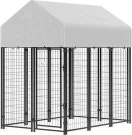 Pawhut - Dog Kennel with Roof - Silver