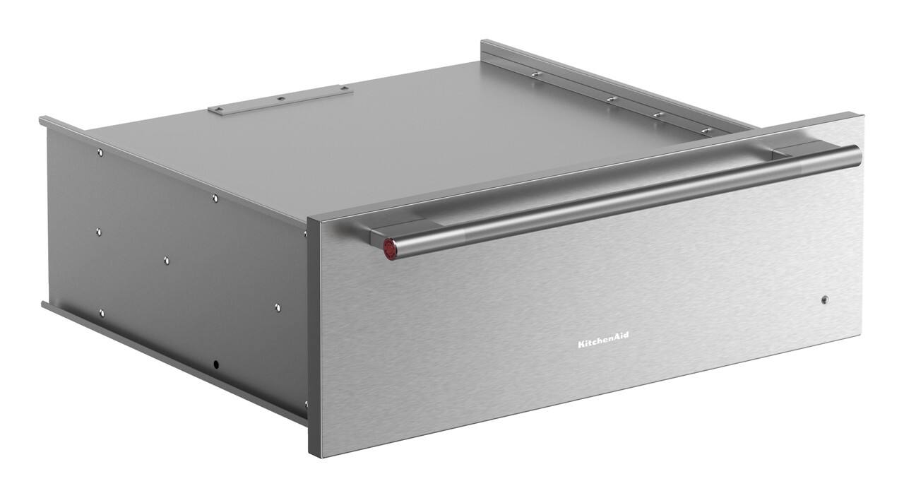 Angle. KitchenAid - 27" Slow Cook Warming Drawer - PrintShield Stainless.