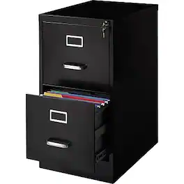 Staples - 2-Drawer Vertical File Cabinet, Locking, Letter, 22"D - Black