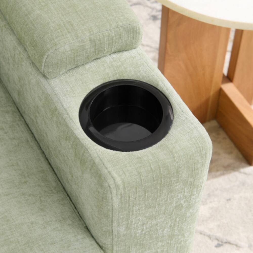 Back. LUCKY ONE - Single Sofa Recliner w/ Manual Backrest USB Port Cup Holders Hidden Storage Ottoman - Cyan.