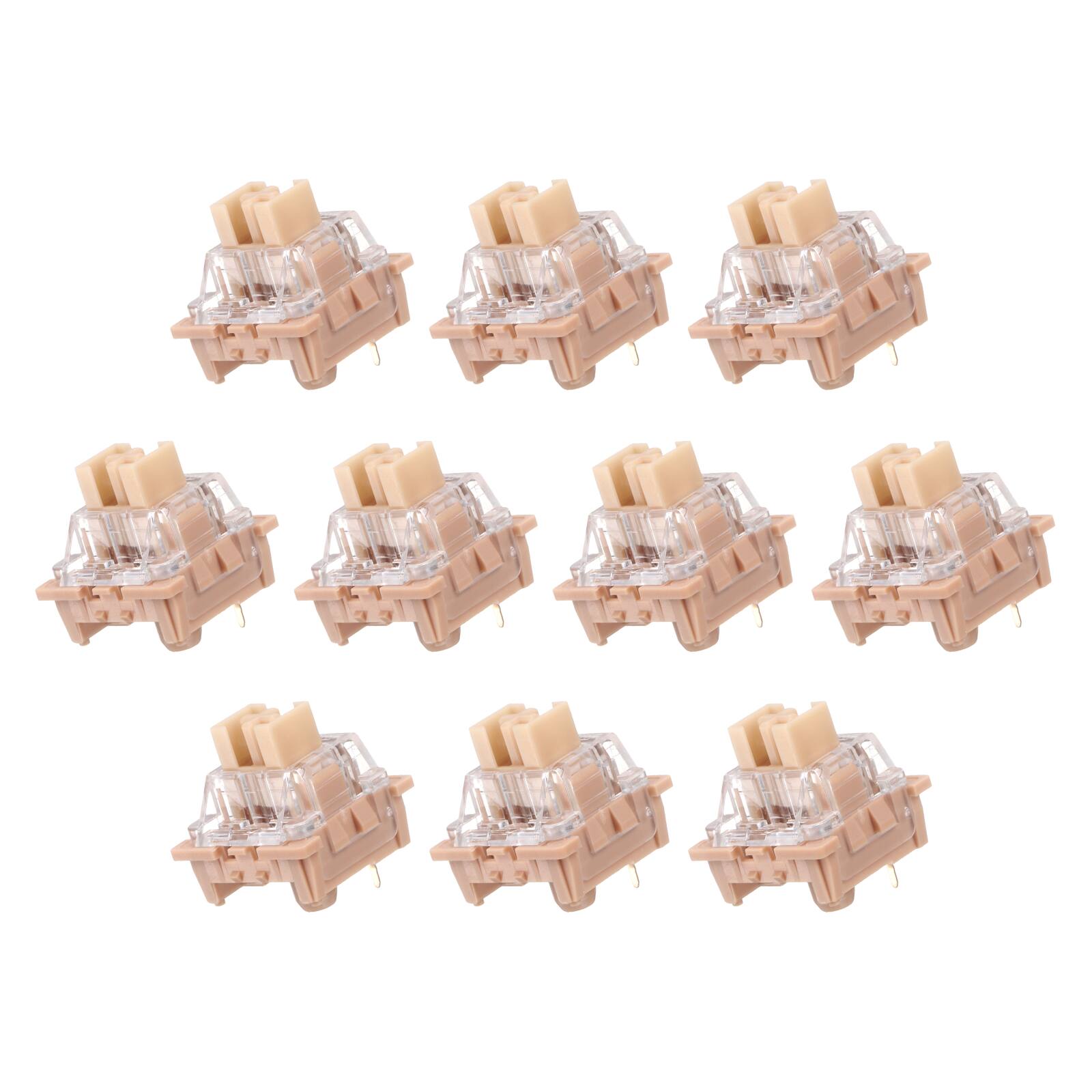Front. Unique Bargains - 10pcs Keyboard Switches (3-Pin 45gf) Dustproof Pre-Lubed Tactile Linear Switch Replacement for MX Mechanical Keyboard - Medium Brown.