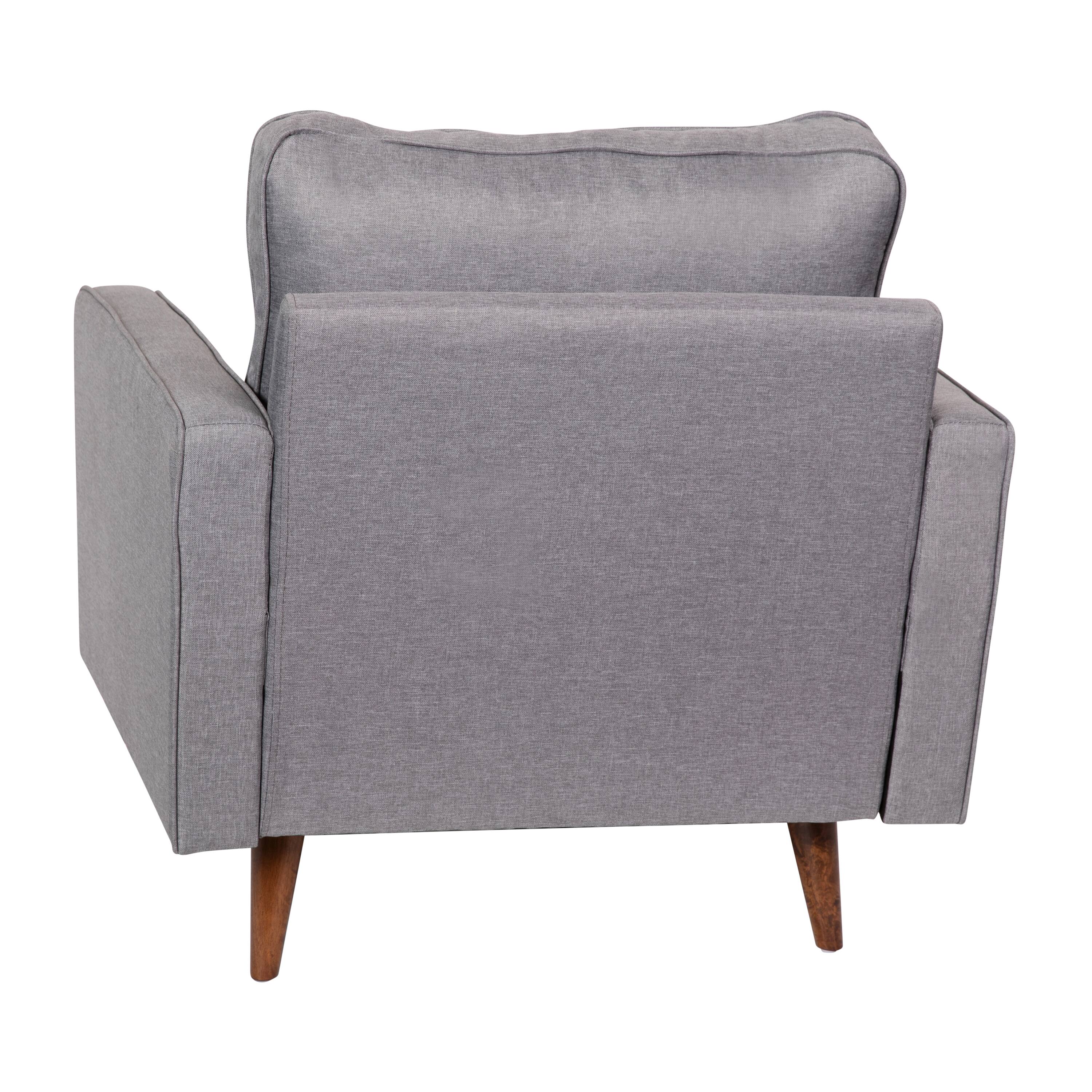 Alt View 7. Emma + Oliver - Holden Upholstered Mid-Century Modern Pocket Spring Accent Chair with Wooden Legs and Removable Back Pillows - Slate Gray.