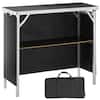 Front. VEVOR - Folding Portable Bar Table, Tradeshow Podium Table for Indoor, Outdoor, Party, Picnic, Exhibition,Includes Carrying Case - Black.