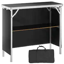 VEVOR - Folding Portable Bar Table, Tradeshow Podium Table for Indoor, Outdoor, Party, Picnic, Exhibition,Includes Carrying Case - Black