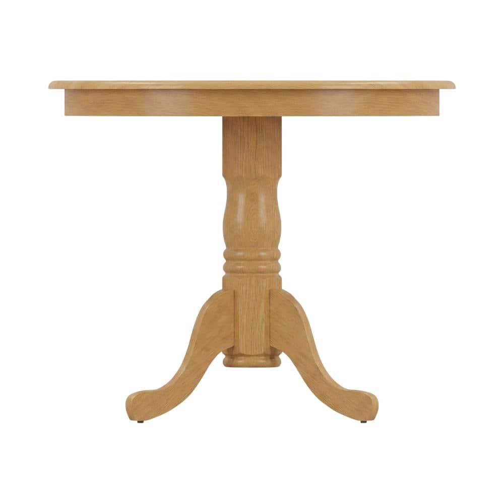 FurniFact - Solid Wood Round Kitchen Table & Chairs 3-Piece - Oak