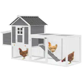 Pawhut - Wooden Chicken Coop, Large Outdoor Hen House for 2-3 Hens, Chicken House with Nesting Box - Gray