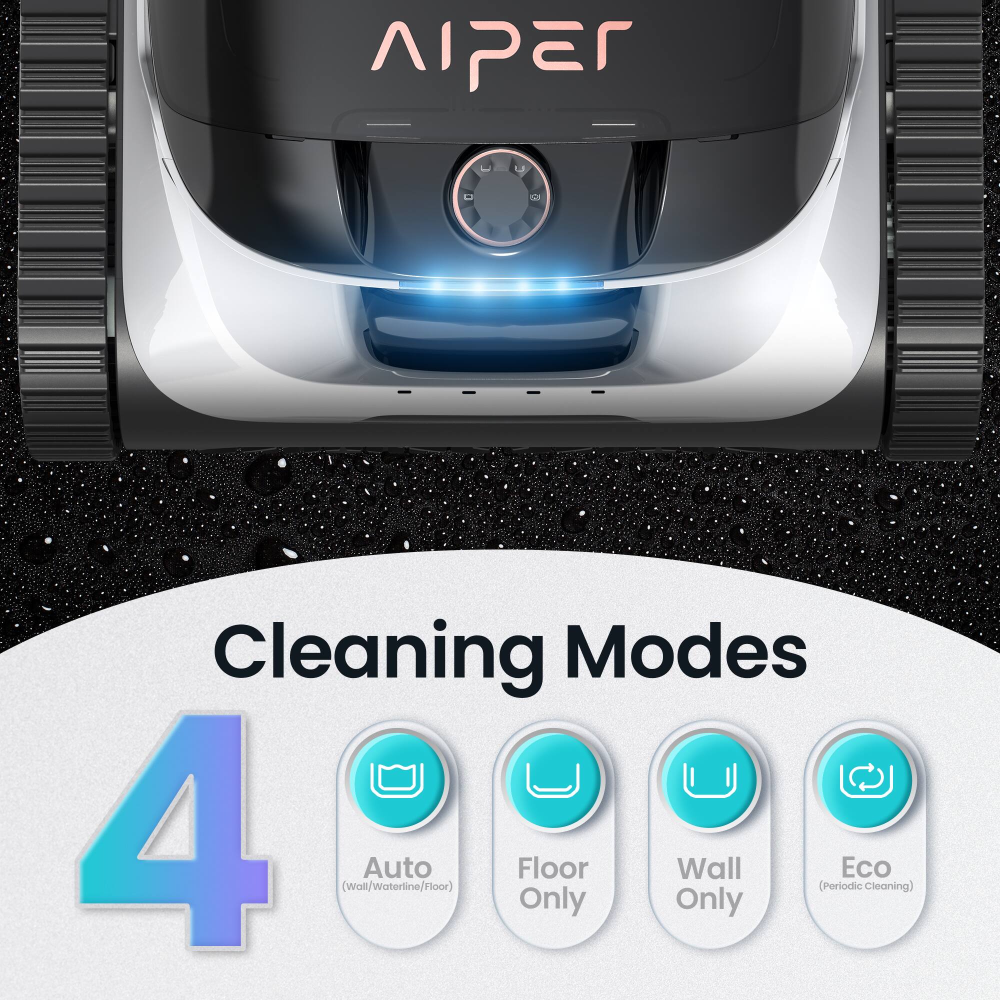 Cleaning Modes 4  
- Auto (Wall/Waterline/Floor)  
- Floor Only  
- Wall Only  
- Eco (Periodic Cleaning)