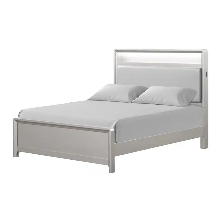 Broy Manhattan Lane Broy Twin Size Bed w LED Bookcase Headboard, Veneer ...