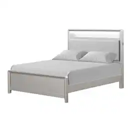 Manhattan Lane - Broy Twin Size Bed w LED Bookcase Headboard, Veneer - Champagne Silver