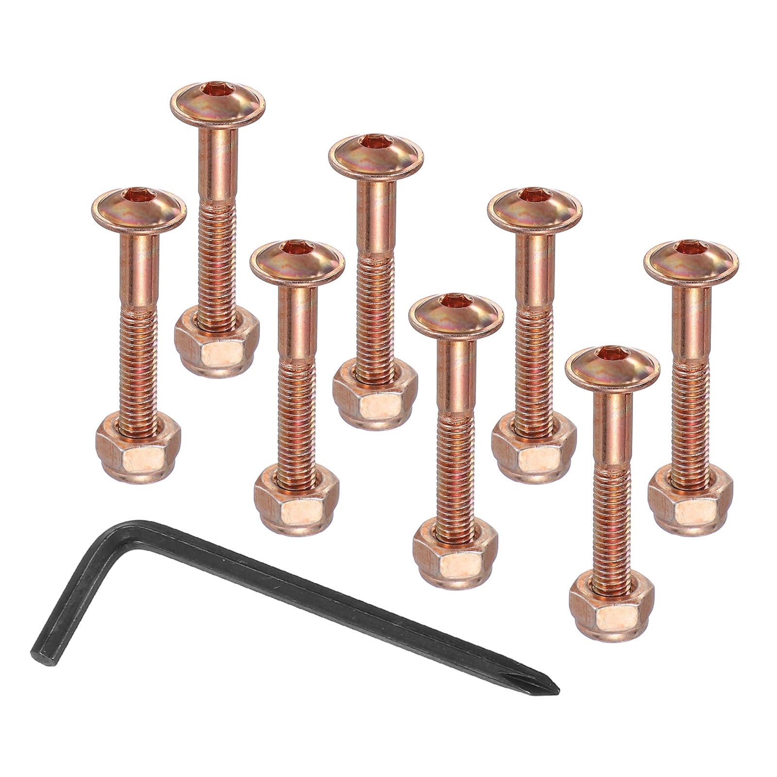 Unique Bargains - 21 mm/0.8" Skateboard Hardware Kit, 8pcs Mounting Screws Bolts Nuts Set with Hex Key for Cruiser - Orange