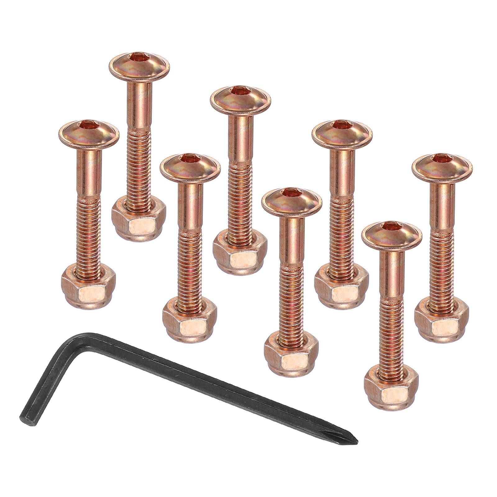 Front. Unique Bargains - 21 mm/0.8" Skateboard Hardware Kit, 8pcs Mounting Screws Bolts Nuts Set with Hex Key for Cruiser - Orange.