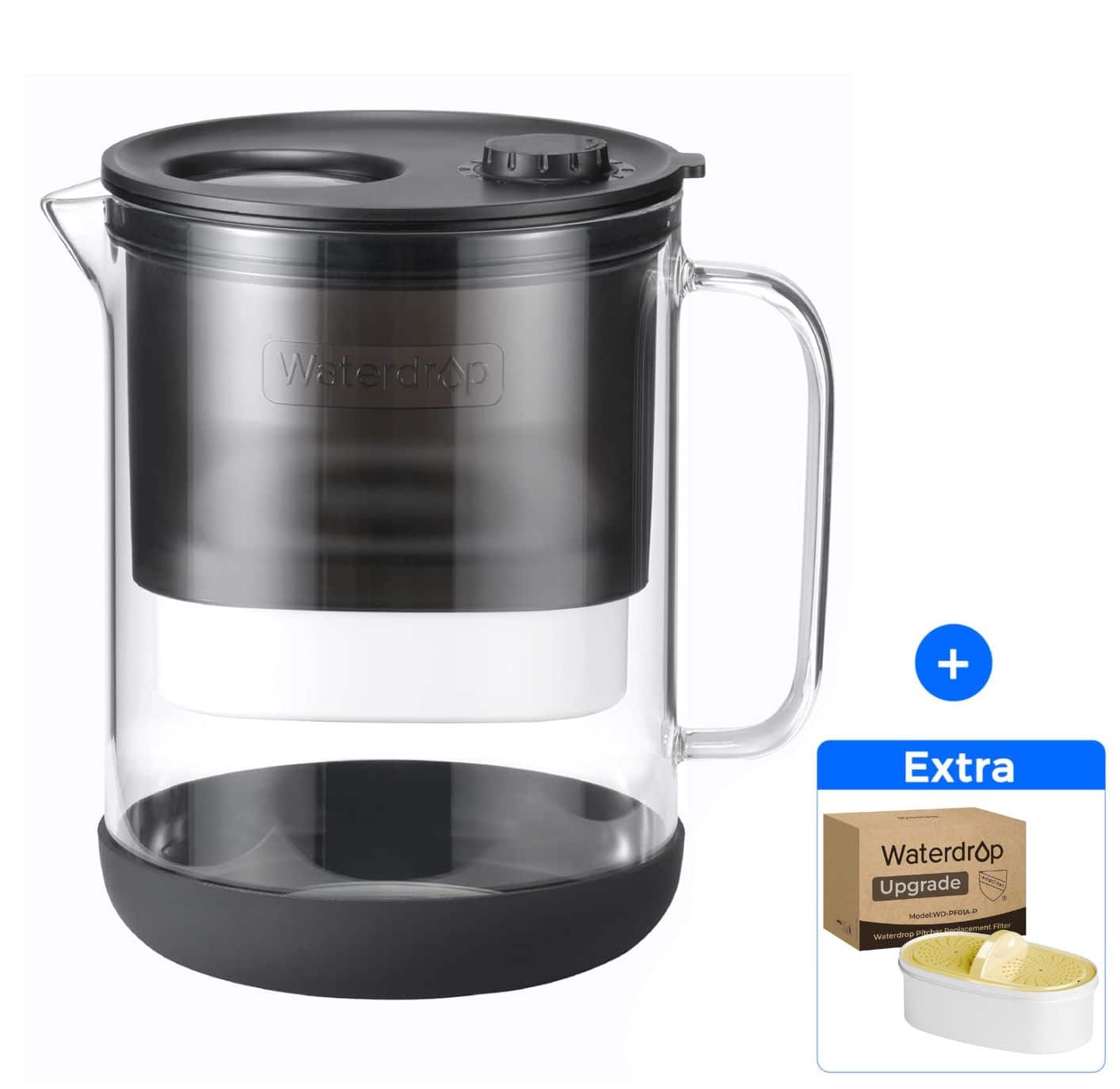 Waterdrop - PT-72BL Glass Water Filter Pitcher, 7-Cup, EXTRA Upgraded PF-01A-P Filter - Black price history on PriceWatchPro
