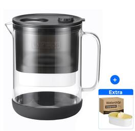 Waterdrop - PT-72BL Glass Water Filter Pitcher, 7-Cup, EXTRA Upgraded PF-01A-P Filter - Black