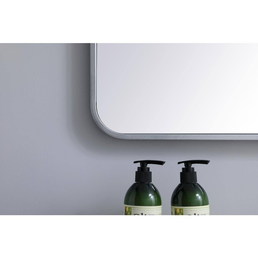 Alt View 3. Elegant Decor - Soft corner metal rectangular mirror 30x40 inch in Silver - Silver.