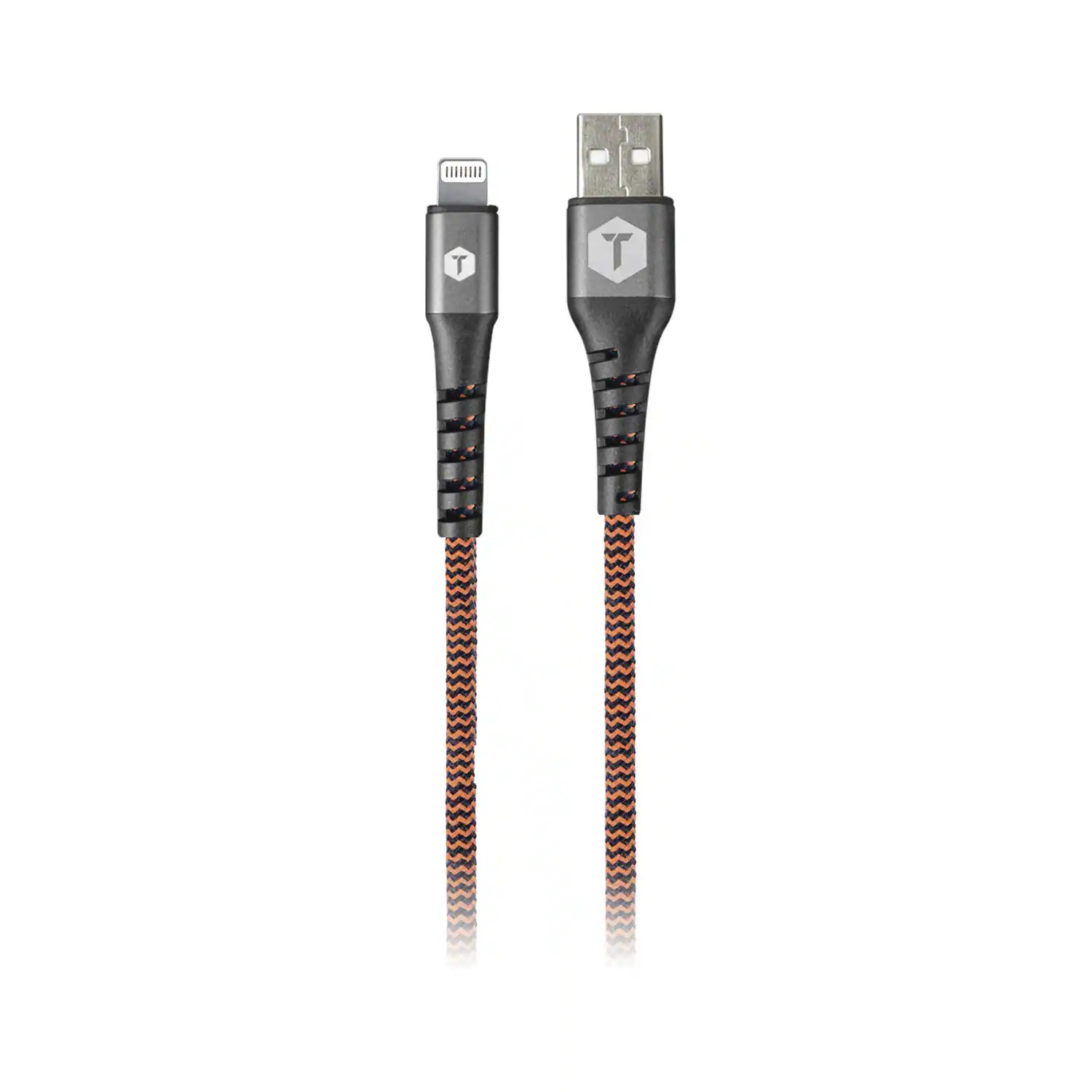Front. ToughTested - Toughtested Tt-fc6-ip2 Charge And Sync Braided Usb Type-a To Lightning Cable, 6 Ft. - black.