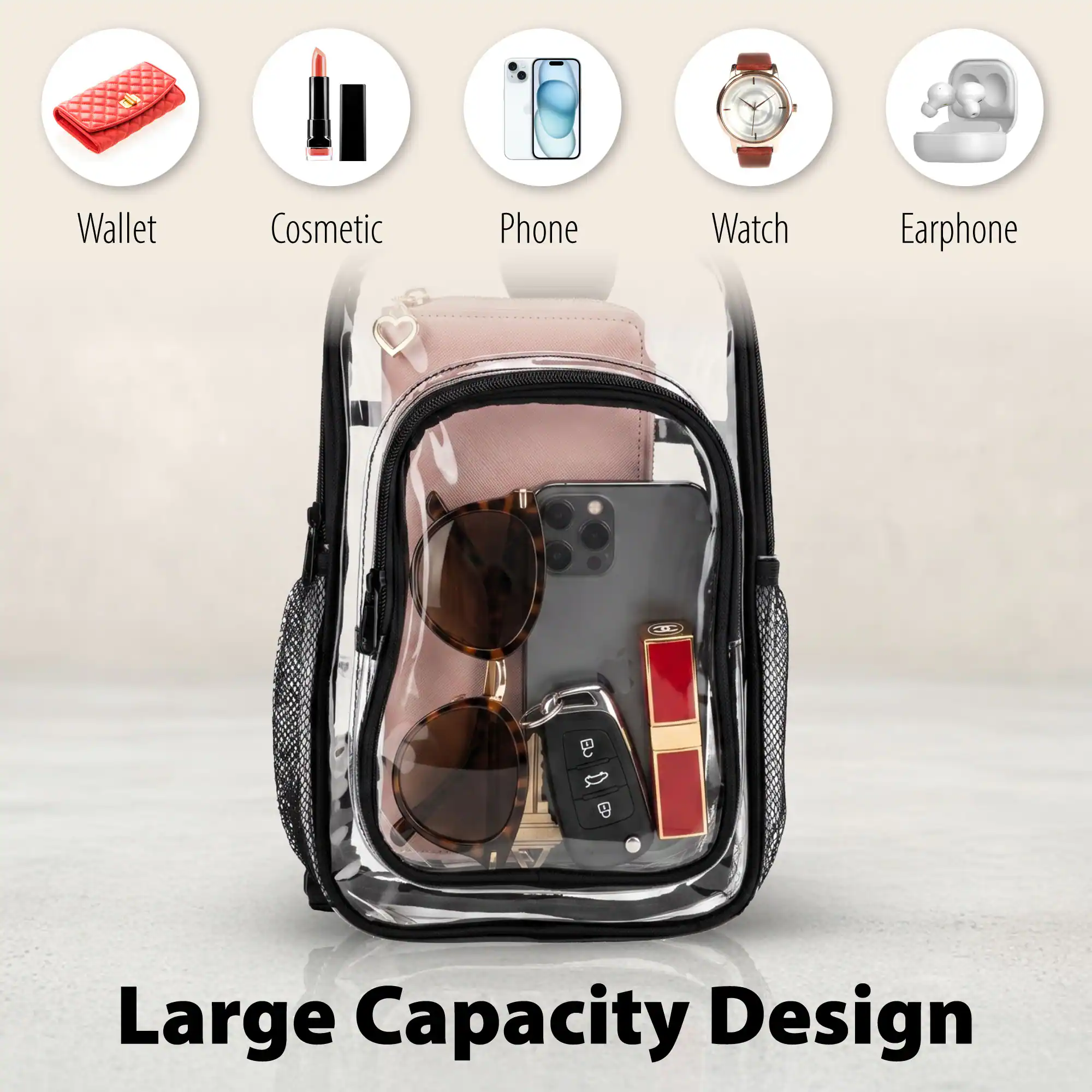 Wallet Cosmetic Phone Watch Earphone  
Large Capacity Design