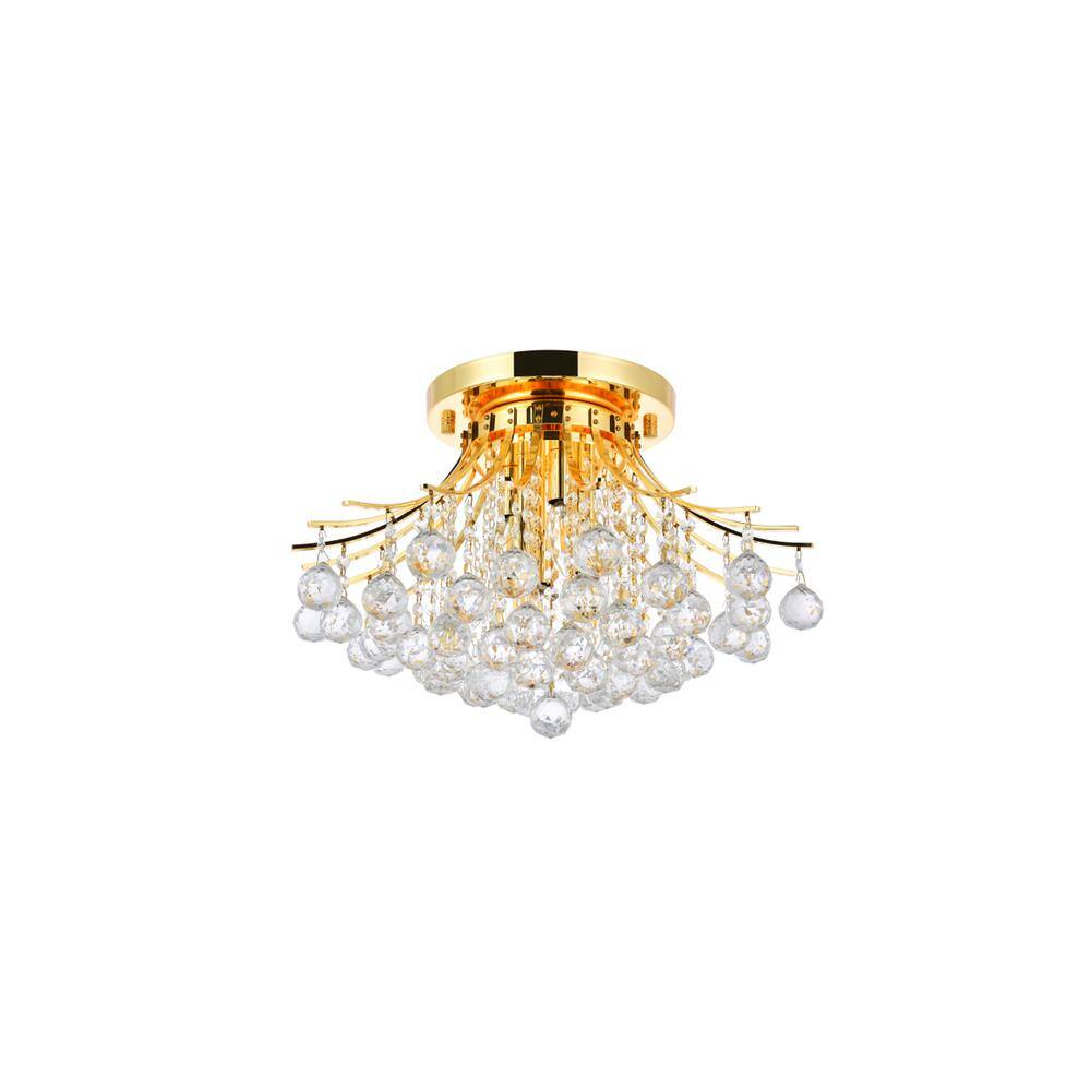 Back. Elegant Lighting - Toureg 6 light Gold Flush Mount Clear Royal Cut Crystal - Gold.