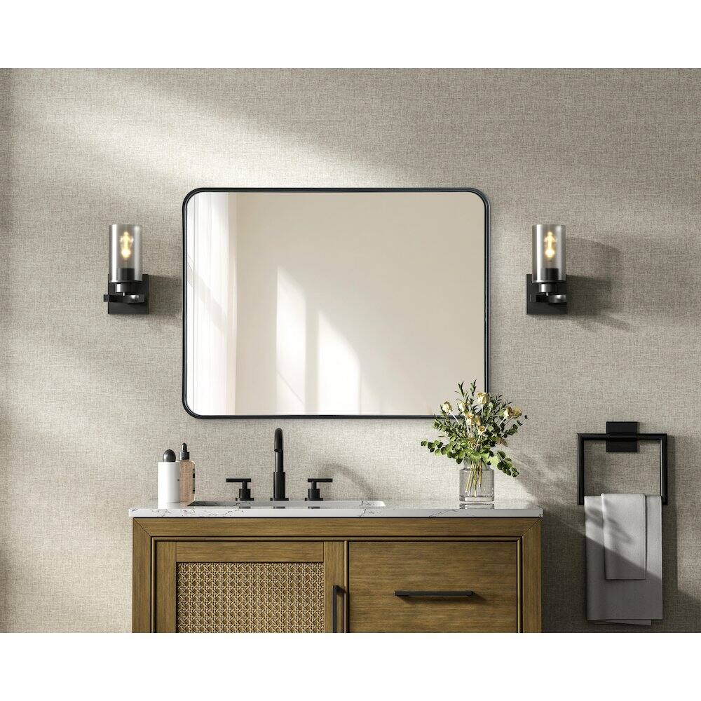 Alt View 3. Elegant Decor - Contour Metal Rectangle Mirror 24x32 in Black - Black.