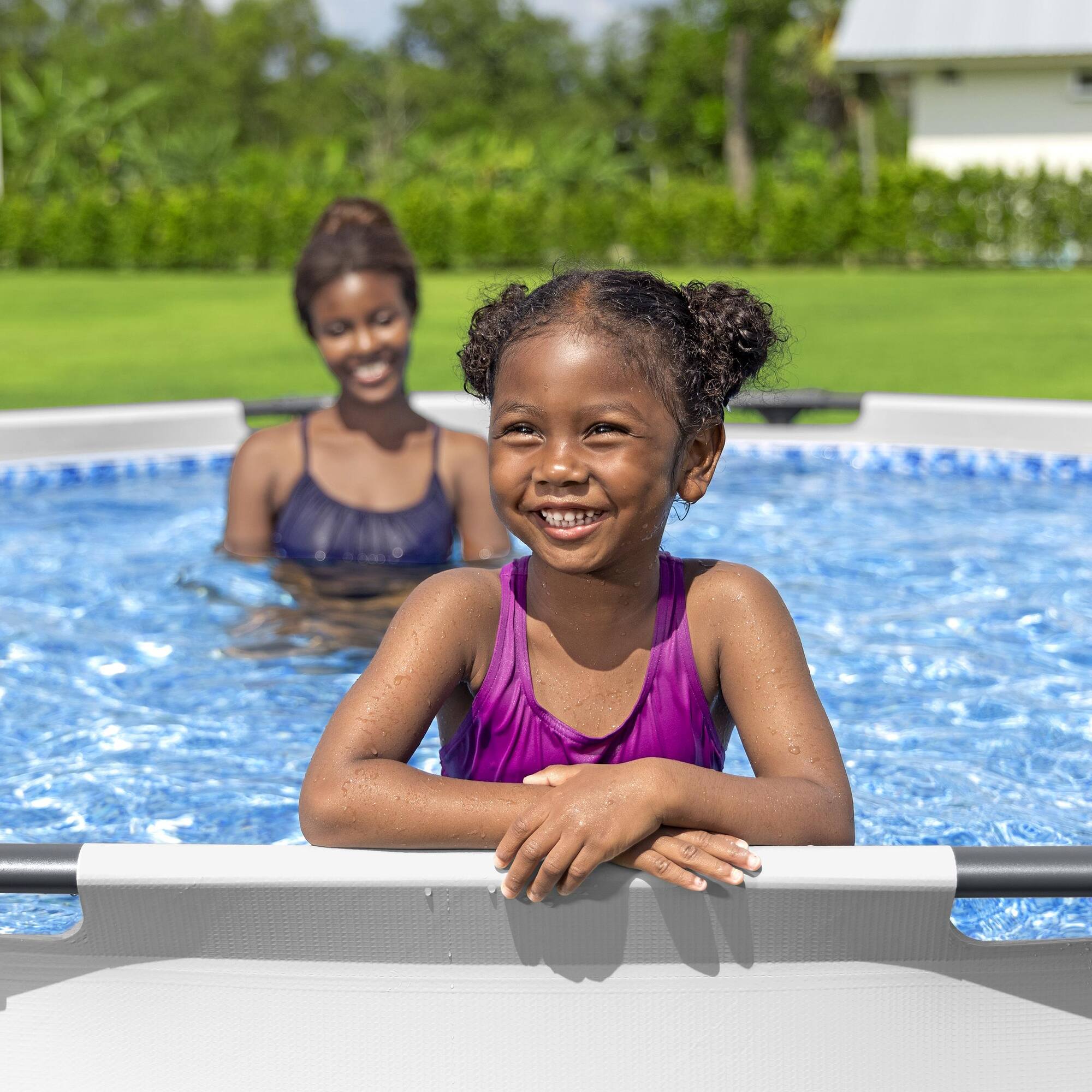 Alt View 5. Bestway - Bestway Steel Pro MAX 12 Foot by 30 Inch Above Ground Swimming Pool Set, Gray - Gray.