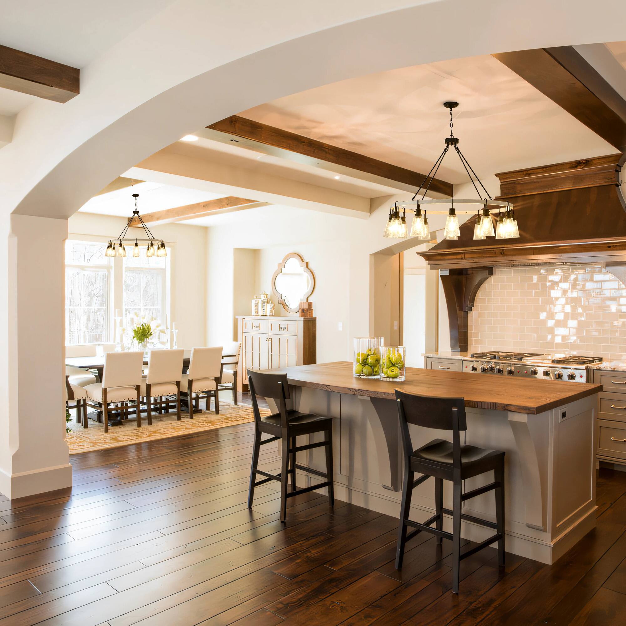 Alt View 5. RYHNUYNE - 12-Light Wooden Wagon Wheel Chandelier, Rustic Round Chandeliers for Dining Room ,Farmhouse Chandelier Light Fixture - Black.