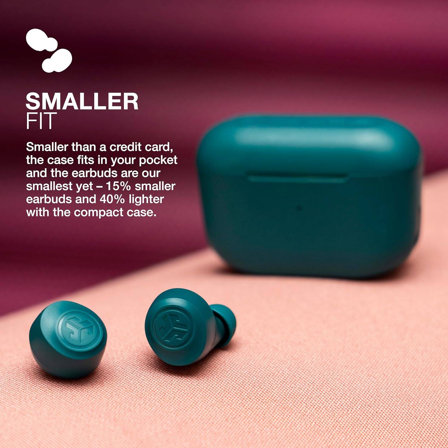 SMALLER FIT: Smaller than a credit card, the case fits in your pocket, and the earbuds are our smallest yet - 15% smaller earbuds and 40% lighter with the compact case.