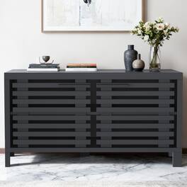 Ihomeadore - 38-inch Modern TV Stand Media Storage Cabinet with Two Shelves and Gate Door for TVs up to 32'' - Black