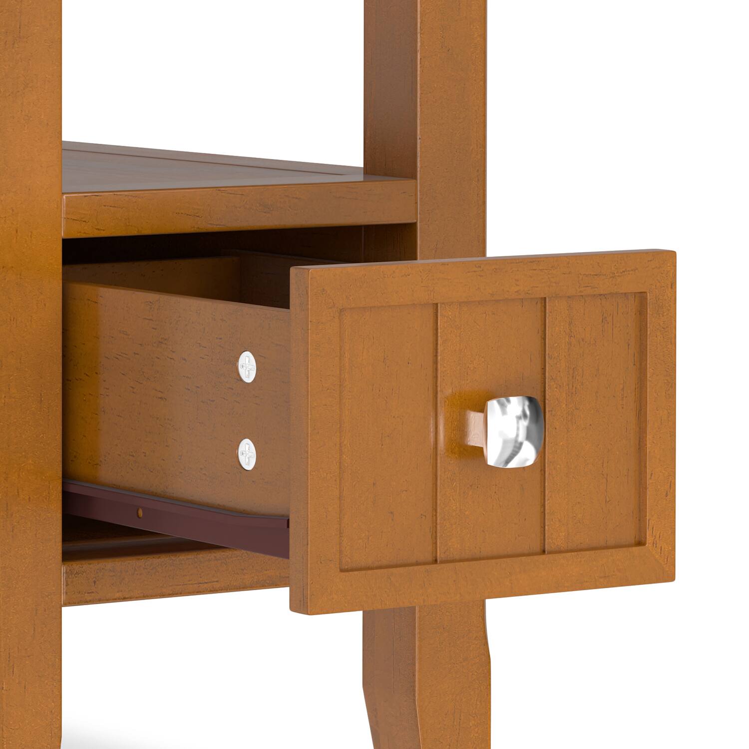 Alt View 4. Simpli Home - Acadian 14 inch Wide Solid Wood Transitional Narrow Side Table with Drawer in Light Golden Brown - Light Golden Brown.