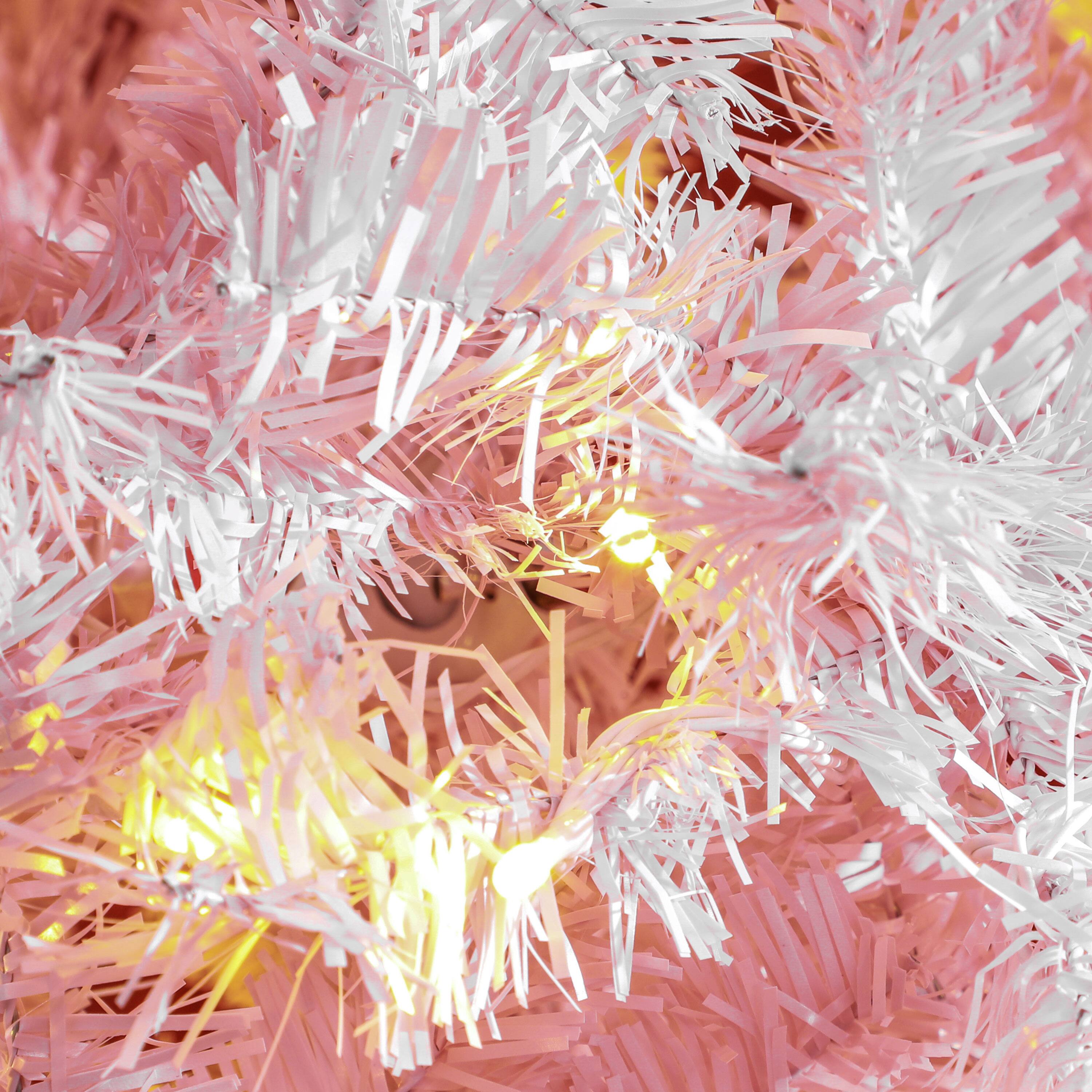 Alt View 8. Homcom - Tall Prelit Christmas Tree Douglas Fir Artificial Christmas Tree with Realistic Branches, 500 Warm White LED Lights - Pink.