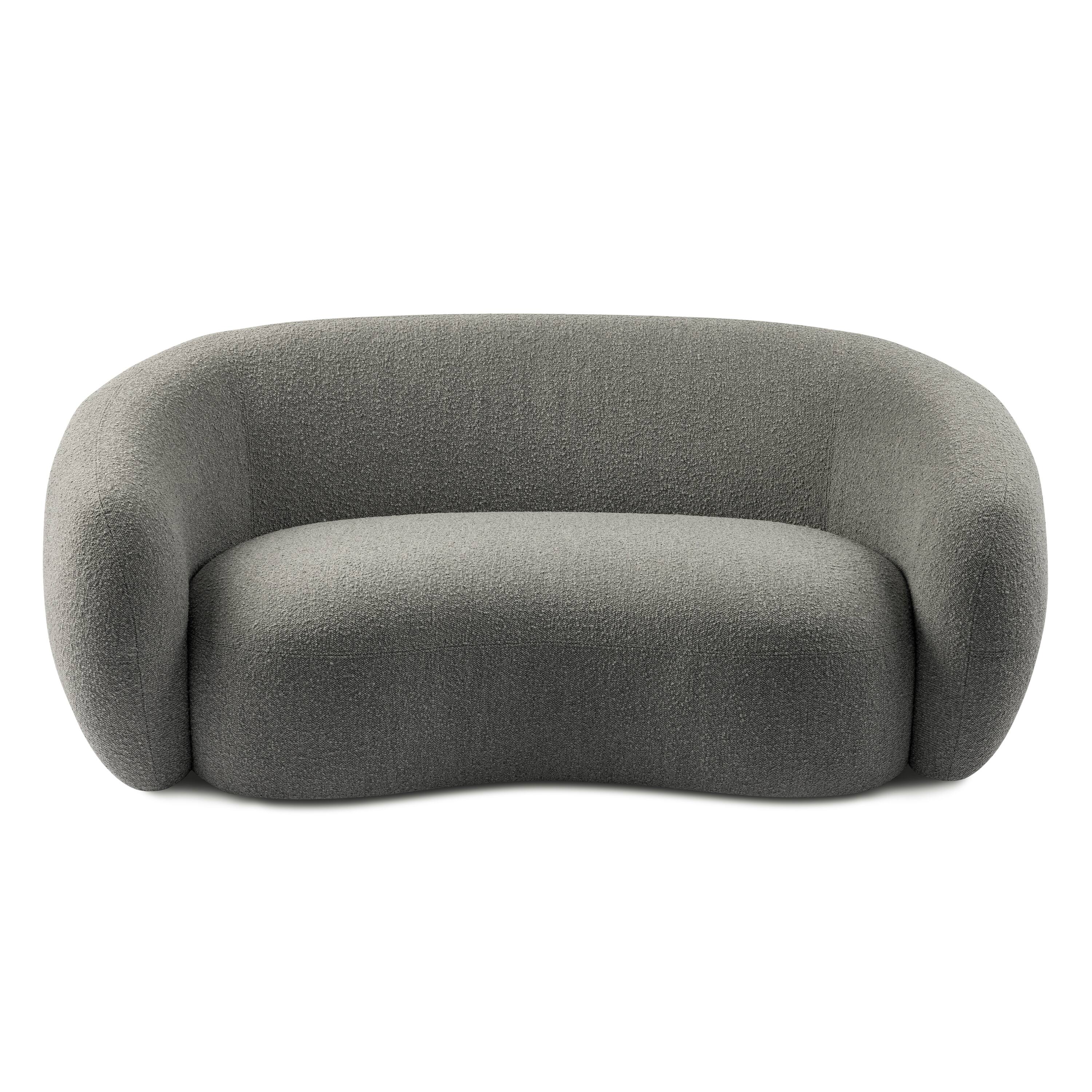 Left. Simpli Home - Sherri 69 inch Wide Contemporary Loveseat Sofa in Stone Grey Boucle Performance Fabric - Stone Grey.