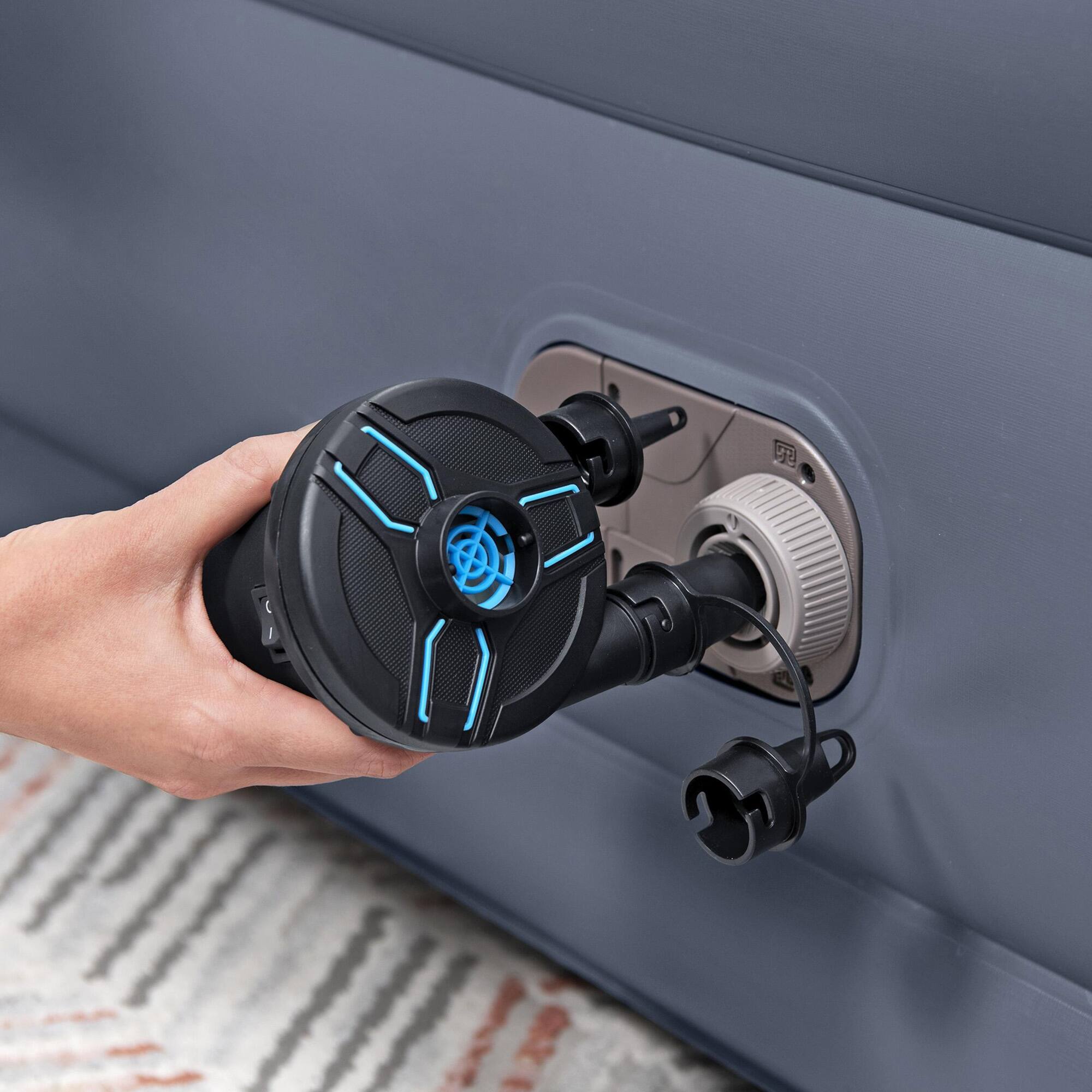 Alt View 5. Bestway - Bestway Tritech LoungeLux Headboard 33" Queen Air Mattress with Built-in AC Pump - Gray.