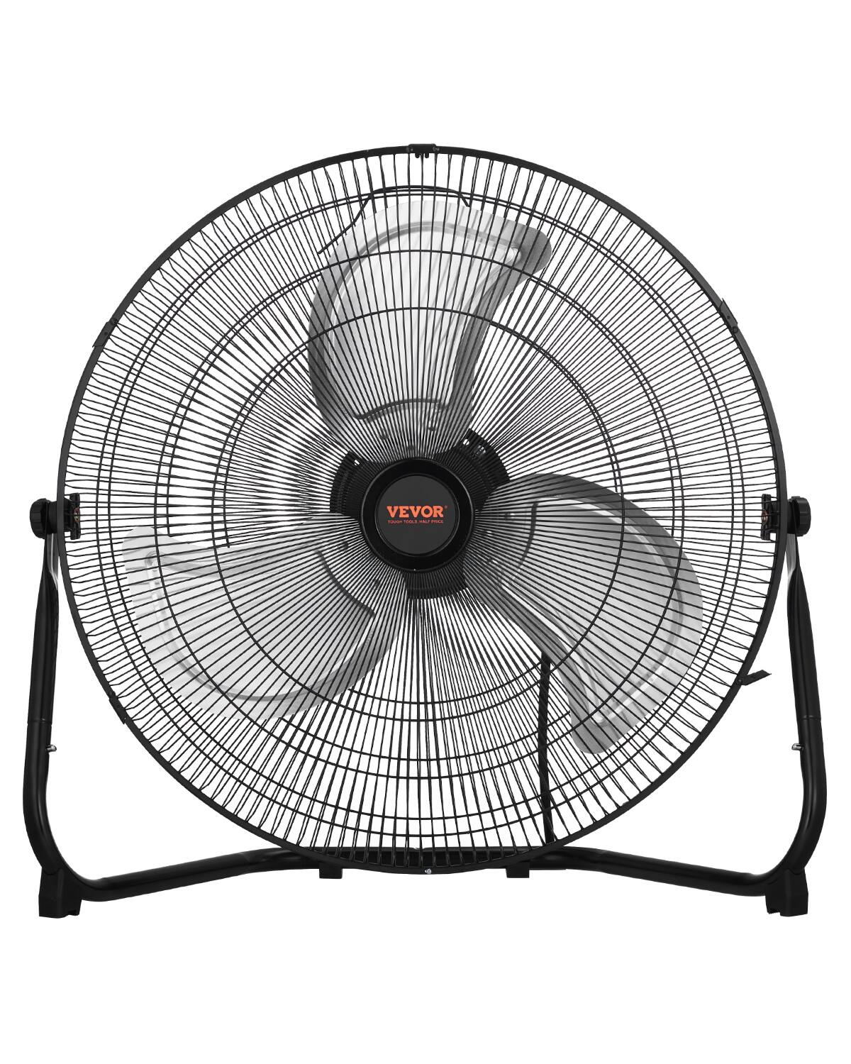 Front. VEVOR - 2 PCS Floor Fans, 3 Speeds High Velocity Heavy Duty 20 Inch Industrial Fan, 4800 CFM 360° Tilt 21.33 ft/sec Airflow - Black.
