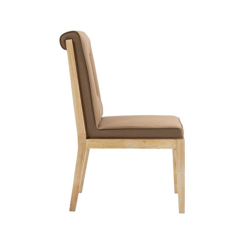 Alt View 3. Meridian Furniture - Gwendolyn Brown Vegan Leather Dining Side Chair, Set of 2 - Brown.