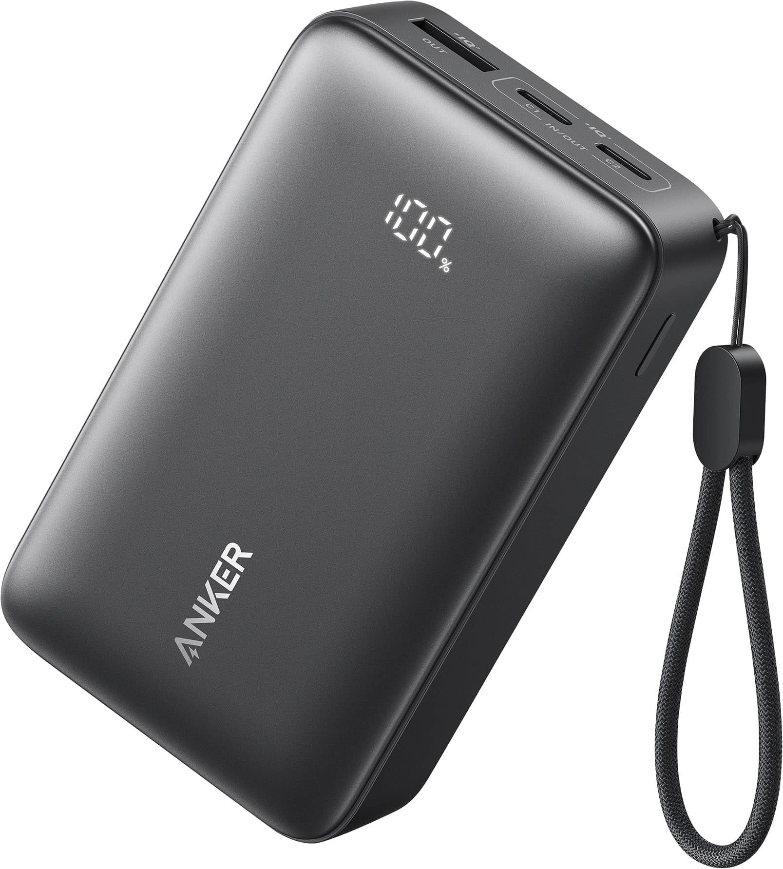 Anker Power Bank (10K, 22.5W, Built In USB C Cable) Black A110DH11