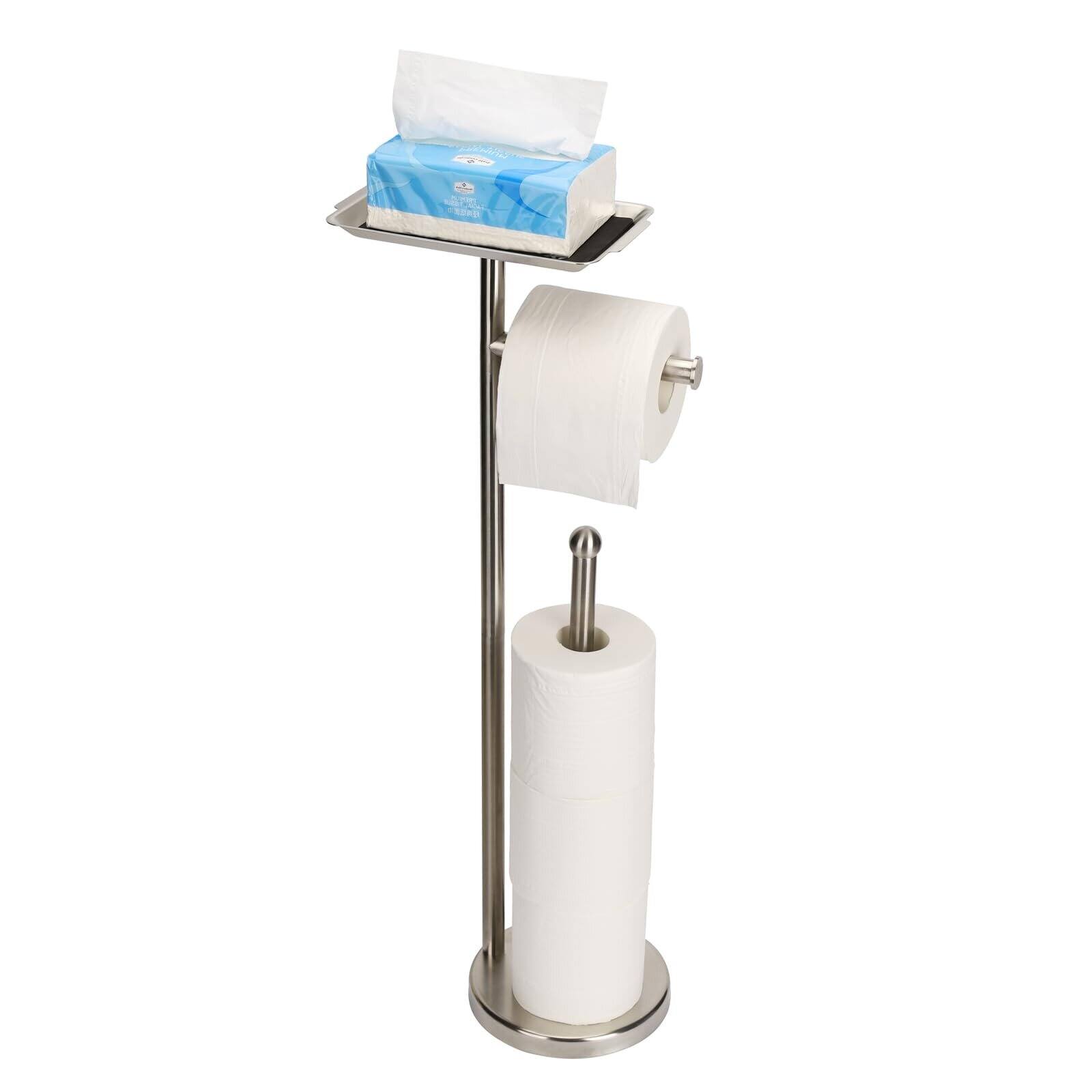 Front. Dazzed Corner - Freestanding Toilet Paper Holder Stand,Storages 4 Reserve Rolls - Brushed Nickel.