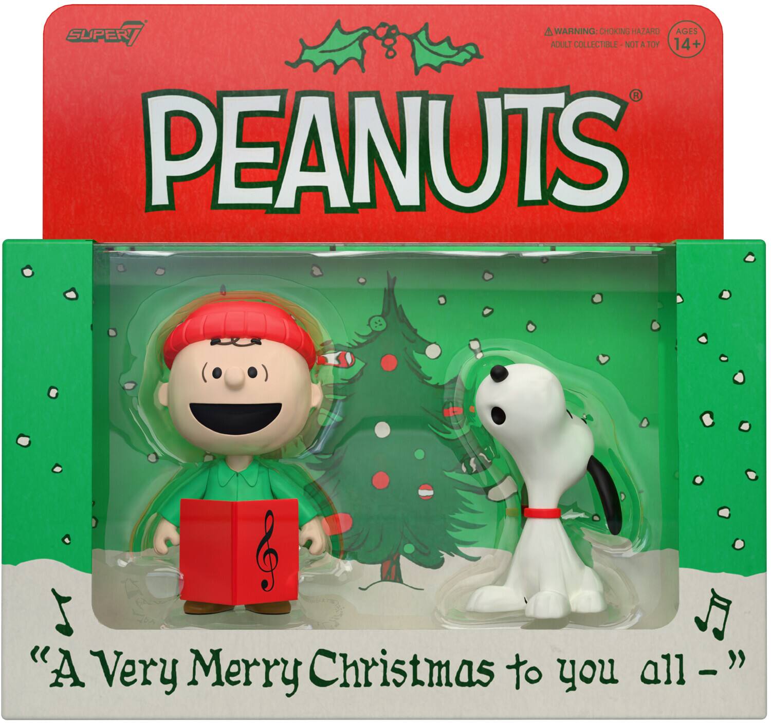Super7 - Peanuts - ReAction Figures - Charlie Brown & Snoopy (Caroling) 2-Pack - COLLECTIBLES