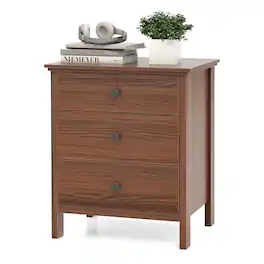 Gymax - 3-Drawer End Table Nightstand Beside Accent Table Bedroom - Brown