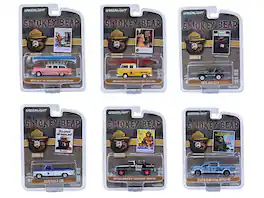 "Smokey Bear" Set of 6 Cars Series 4 1/64 Diecast Model Cars by Greenlight - Multicolor