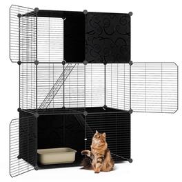 Costway - 3-Tier Indoor Metal Wire Kitten Enclosure with 2 Ramps, Pet Pen for Small Animal