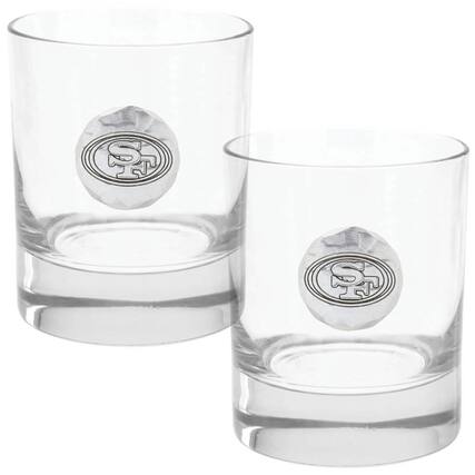 Front. Wendell August Forge - San Francisco 49ers Two-Piece 11oz. Rocks Glass Set - Multicolor.