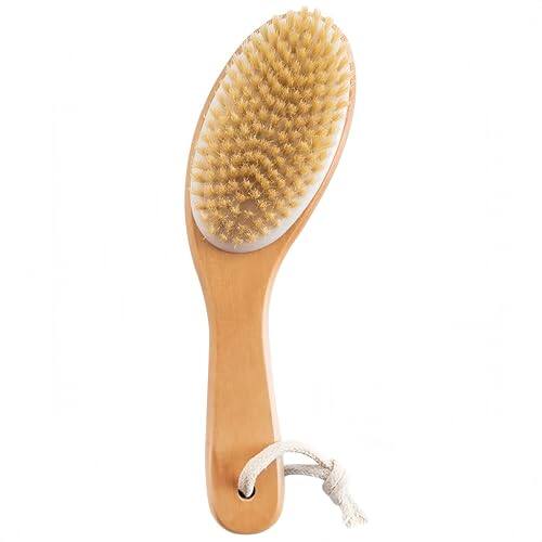 Front. Vulpecula Spade - Dry Brushing Body Brush with Contoured Wooden Handle,Natural Bristle Exfoliating Scrubber for Lymphatic Drainage,Dry.