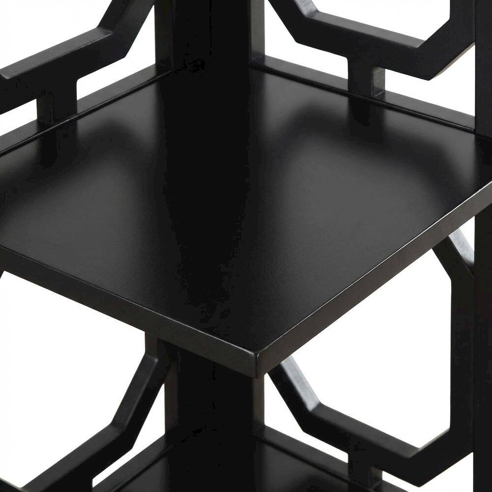 Alt View 3. FurniFact - Black 3-Tier Corner Bookcase with Space-Saving Design and Durable Finish - Black.