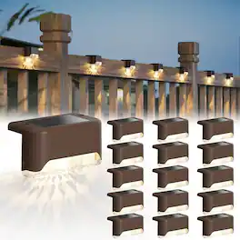 MOSZAR LLC - 16-piece set of outdoor solar deck lights that are IP65 waterproof - Brown