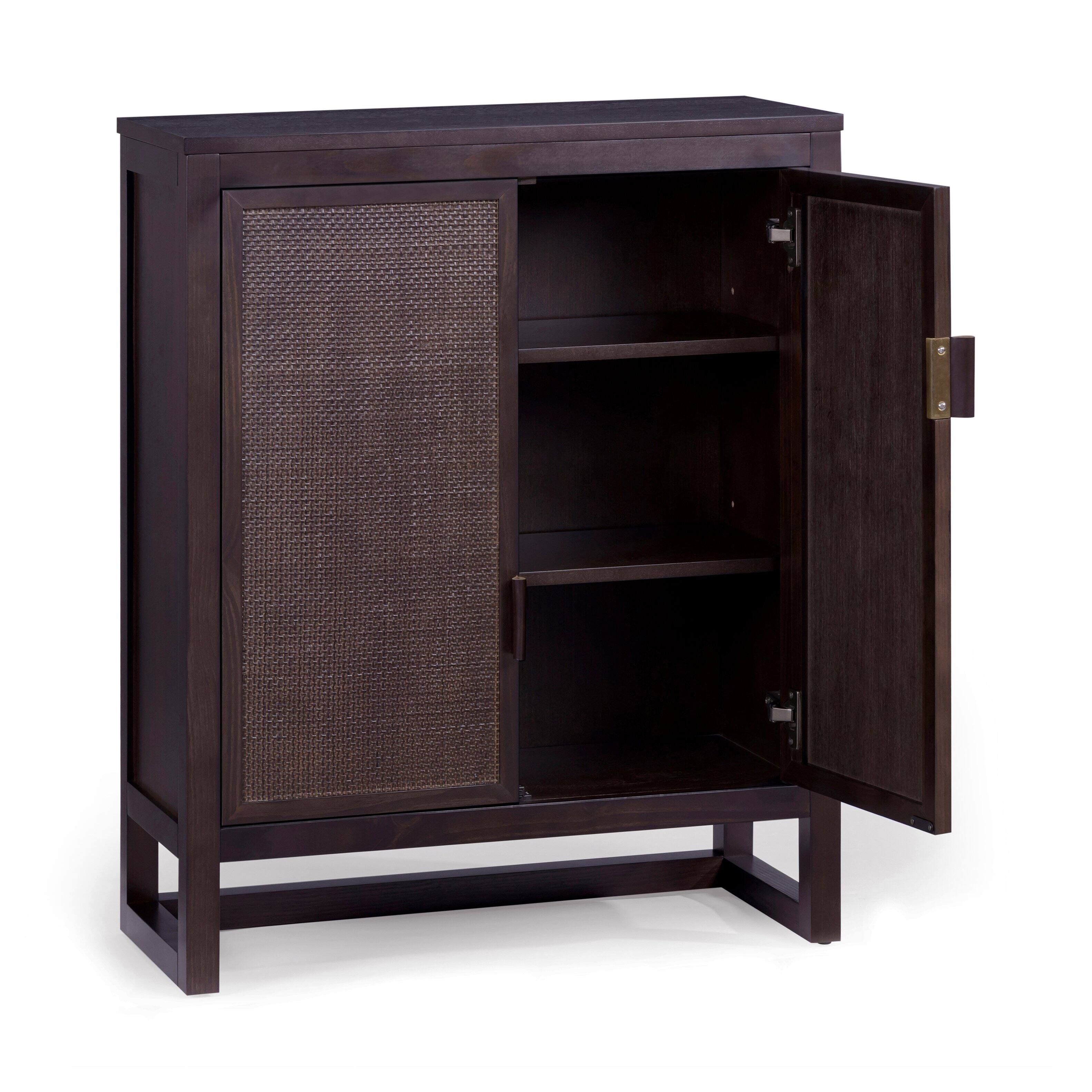 Alt View 4. Teamson Home - Hatteras Accent Cabinet with 2 Rattan Inlay Doors and Adjustable Shelves - Black.