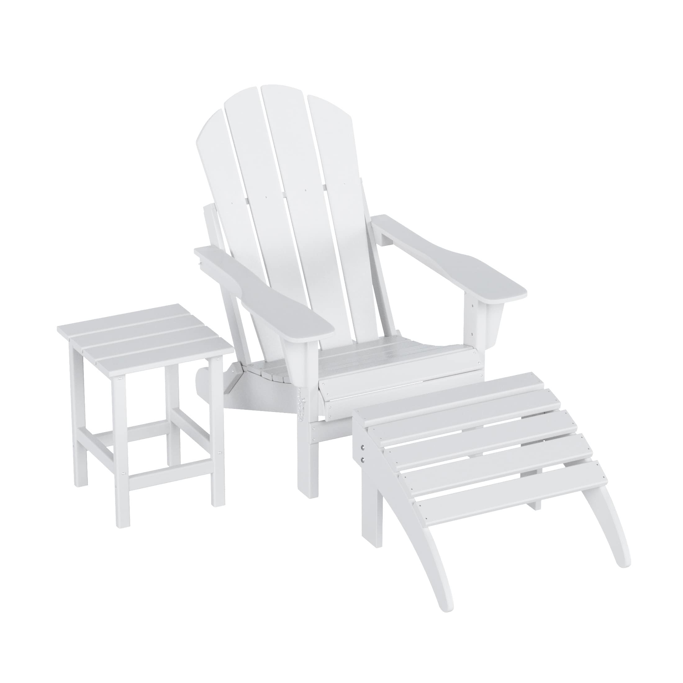 WestinTrends - Malibu 3-Piece set classic Adirondack chair with ottoman and a small coffee table (1 seater) - White price history on PriceWatchPro